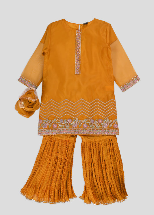 Embellished Kameez Gharara & Dupatta