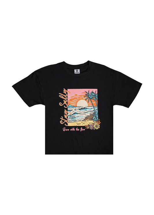 Black Down Shoulder T-Shirt