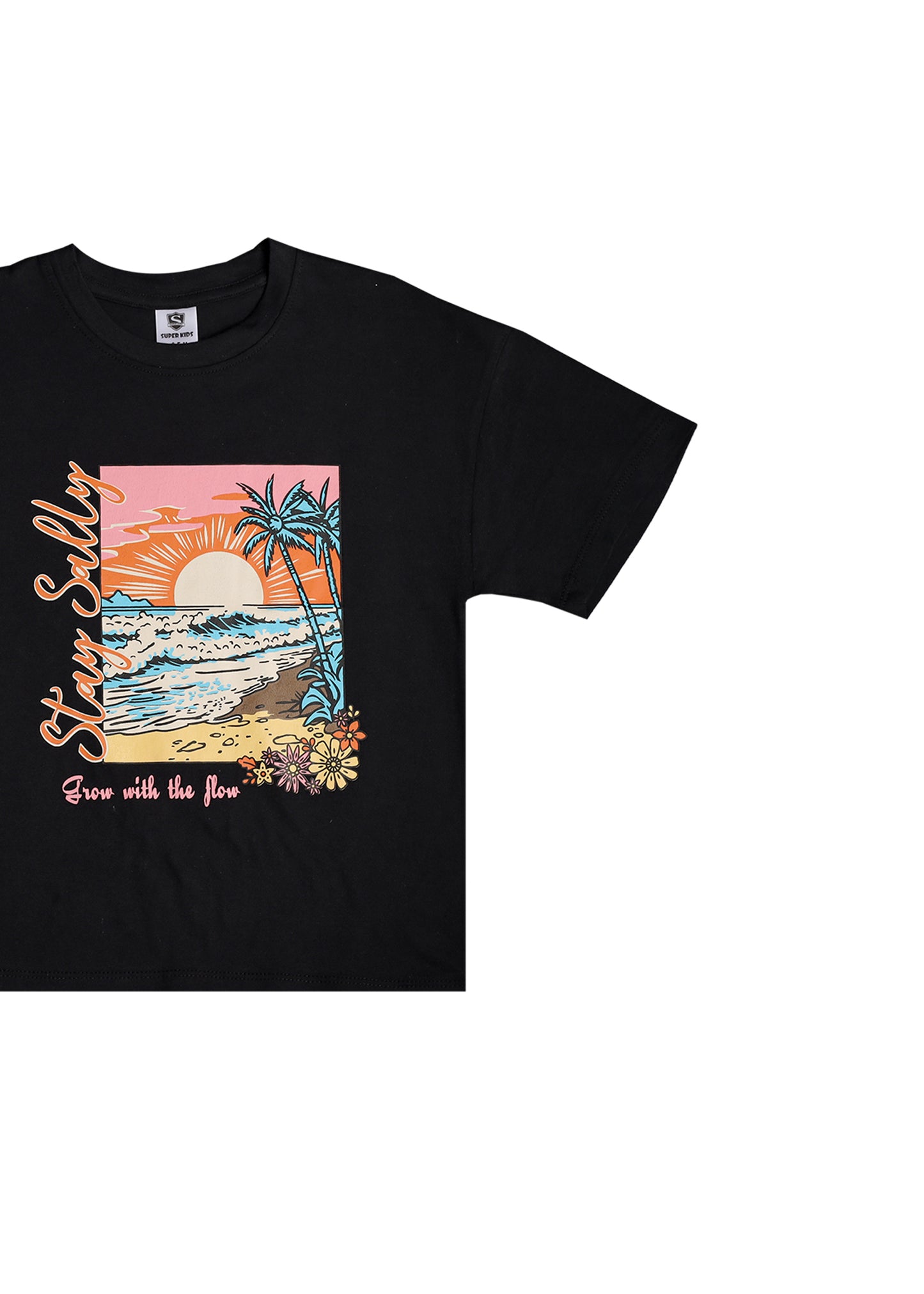 Black Down Shoulder T-Shirt