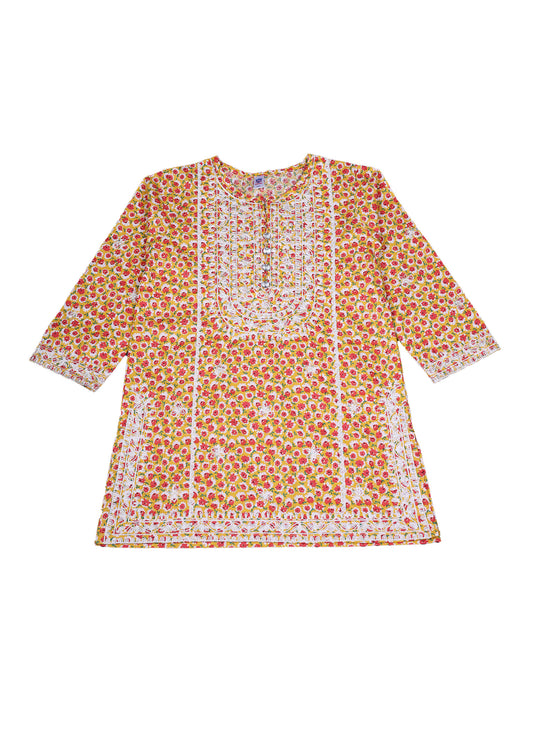 Embroidered Printed Top