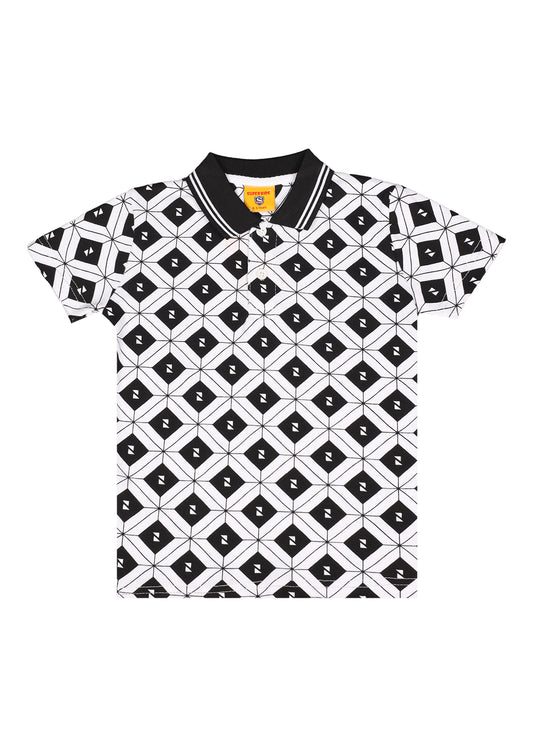 Printed Black&White Polo Shirt