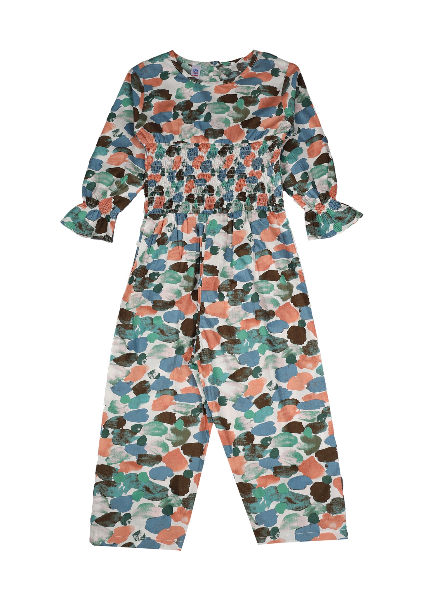 Smocked Printed JumpSuit