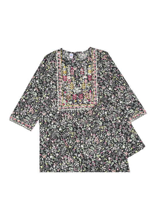 Printed Embroidered Kameez With Loose Bottom