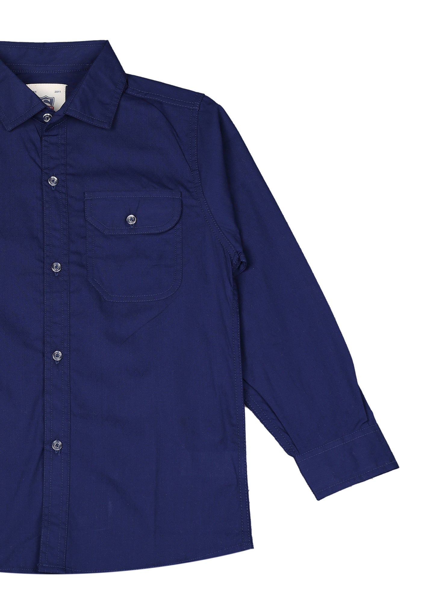 Blue Single Pocket Casual Shirt