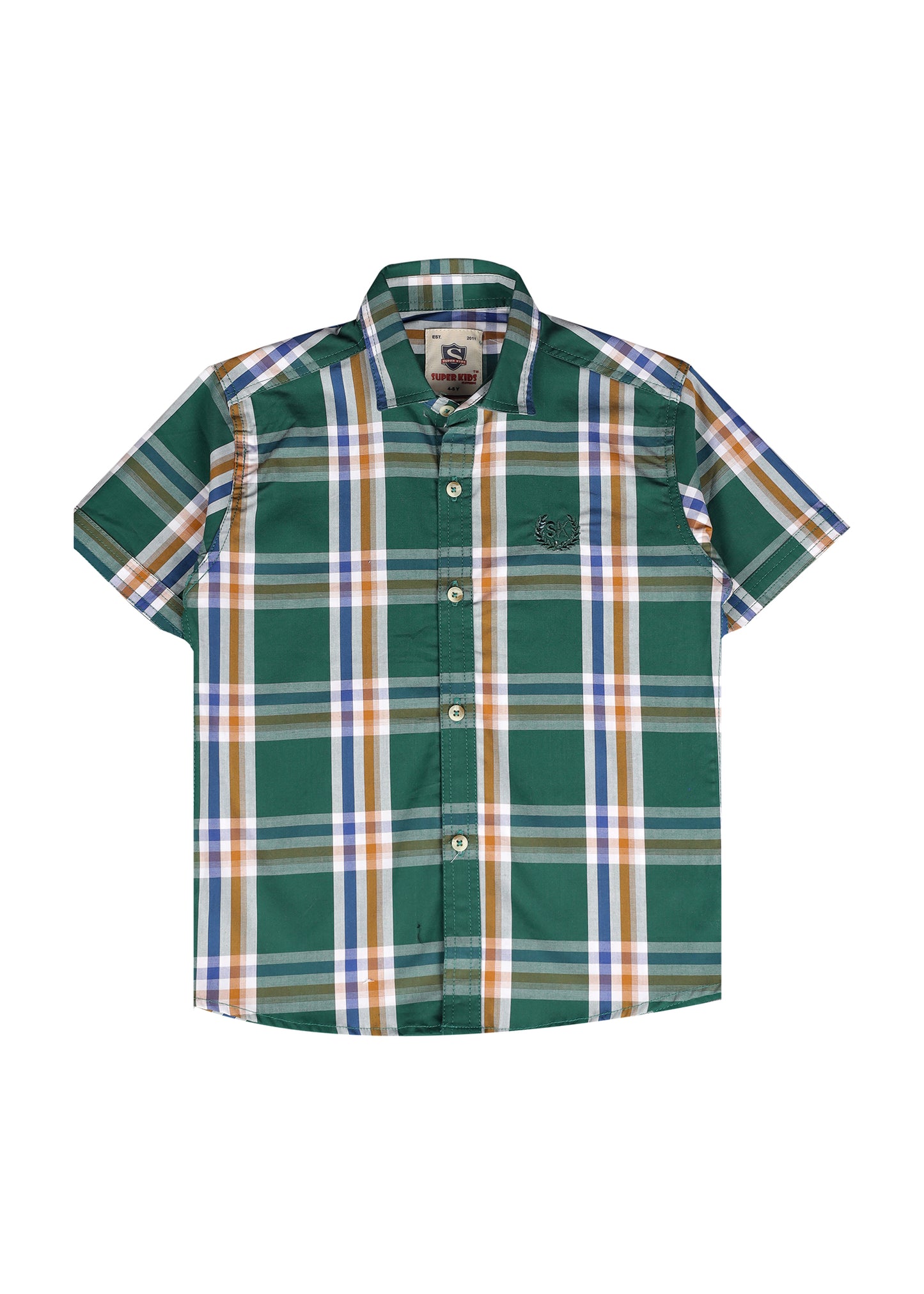 Green Checked Short Sleeve Shirt