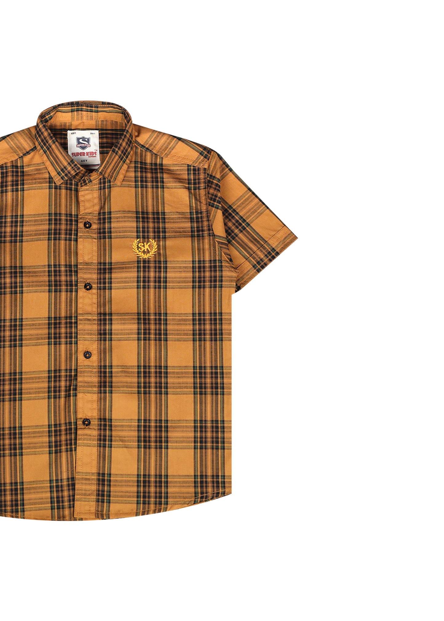 Brown Checked Short Sleeve Shirt