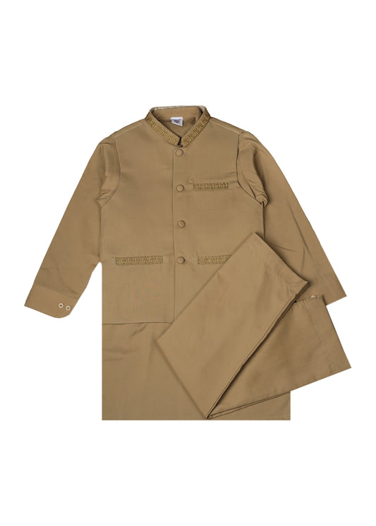Boy's Embroidered Shalwarsuit&Waistcoat