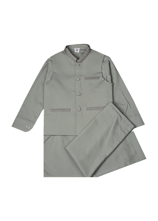 Boy's Embroidered Shalwarsuit&Waistcoat