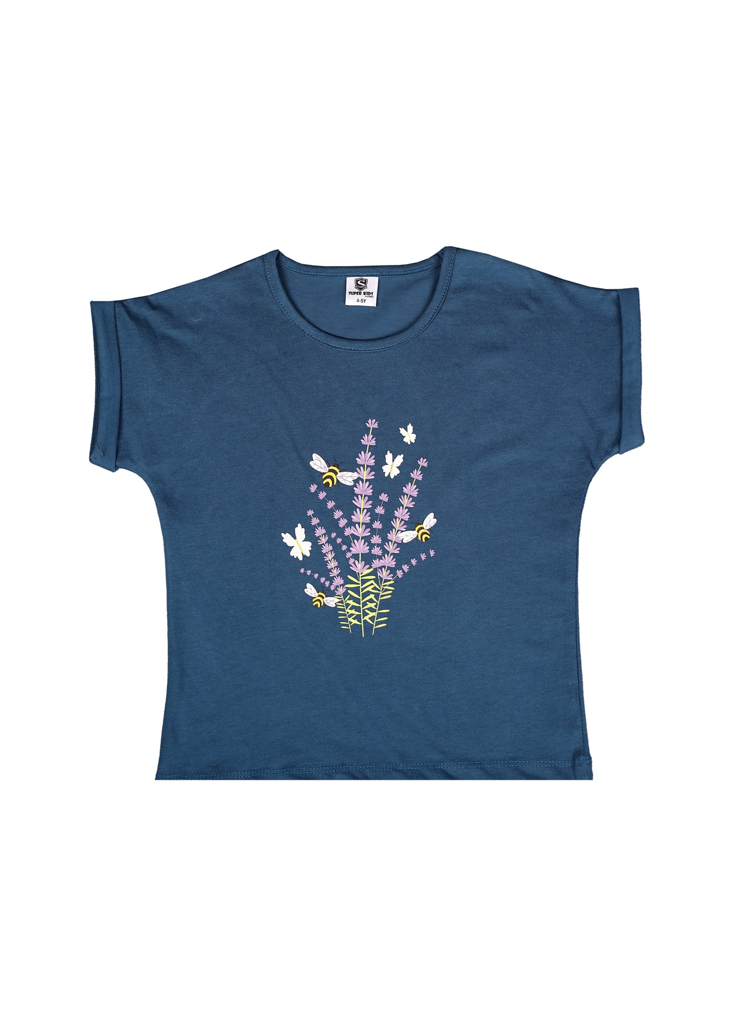 Flower Grapic Blue T-Shirt