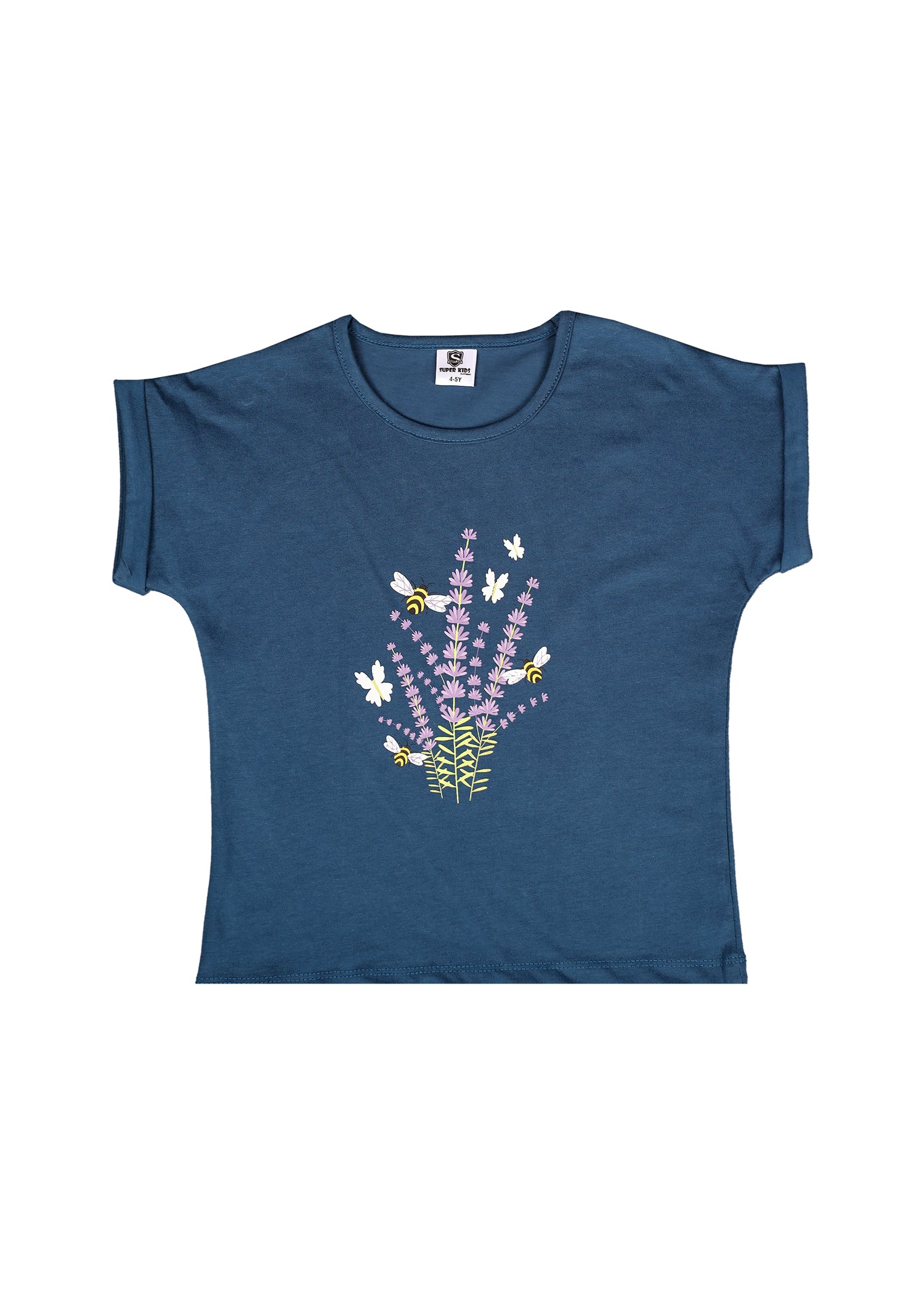 Flower Grapic Blue T-Shirt