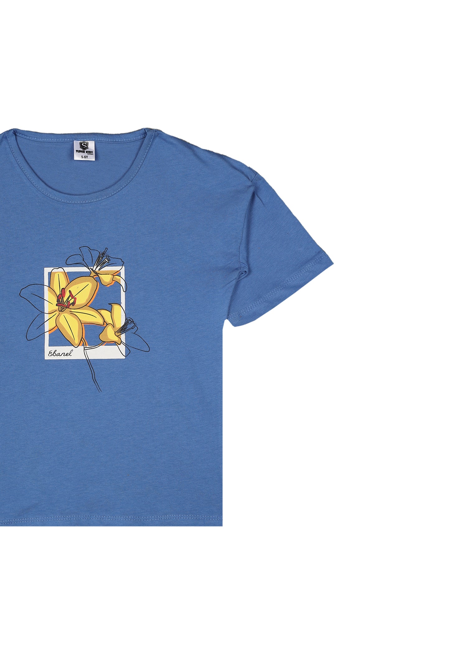 Flower Grapic Blue T-Shirt