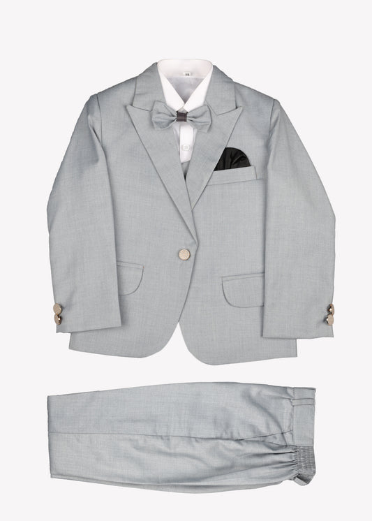 Boy's Coat Pant 5pcs-Light Grey