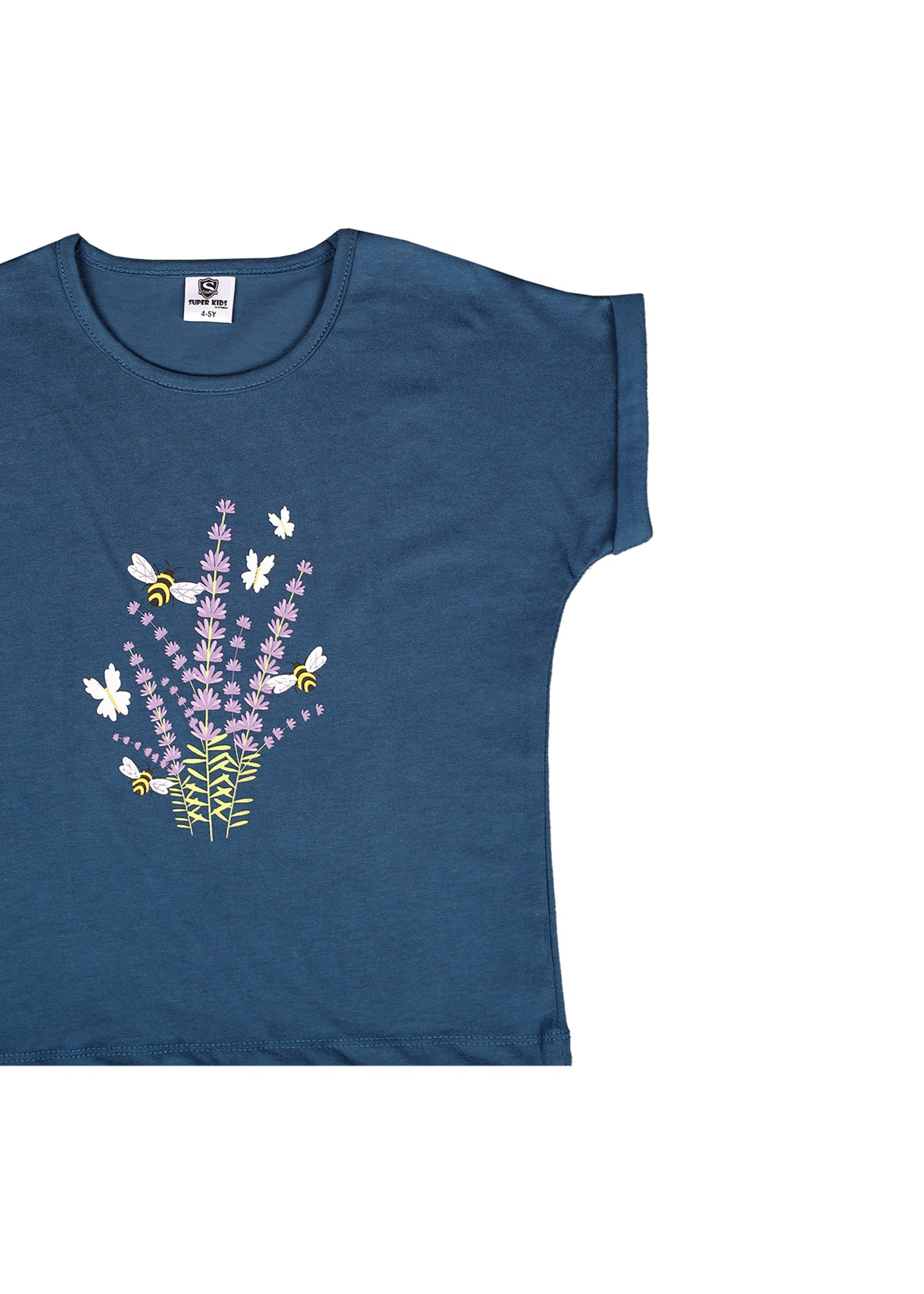 Flower Grapic Blue T-Shirt