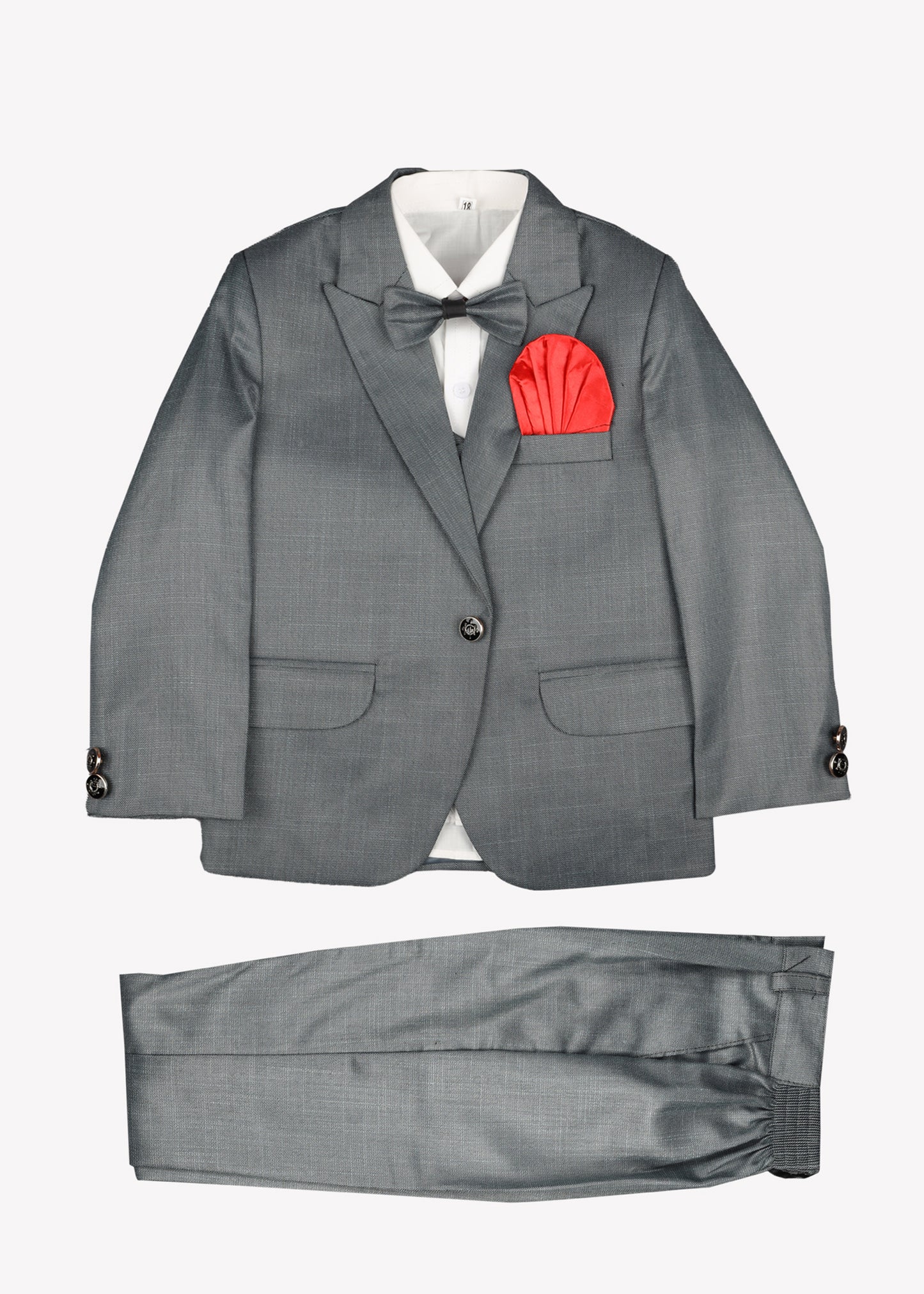 Boy's Coat Pant 5pcs- Dark Grey