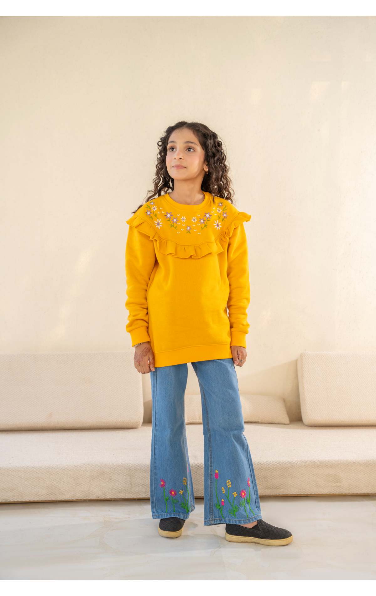 Mustard Embroidered SweatShirt