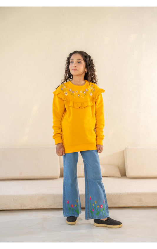Mustard Embroidered SweatShirt