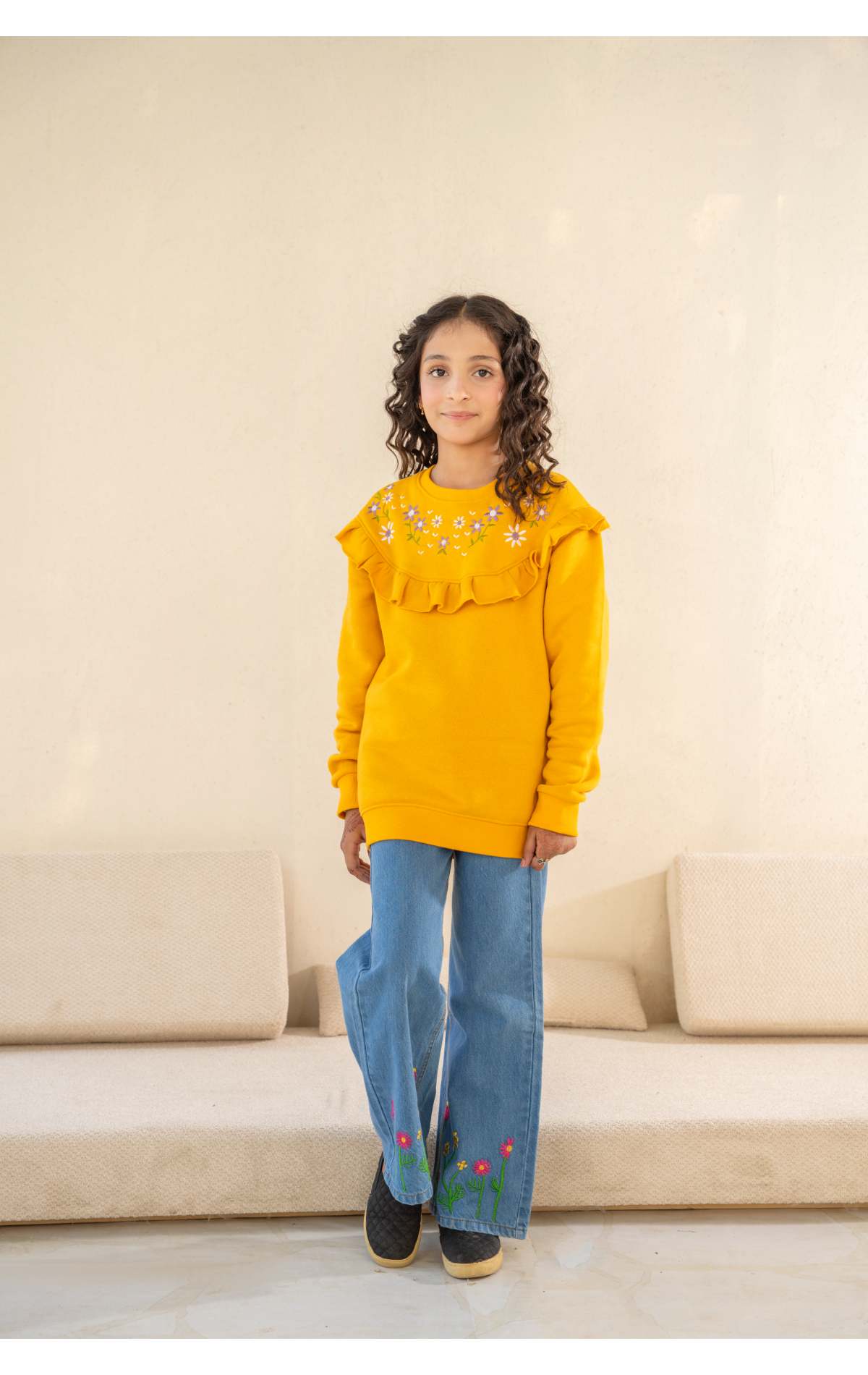 Mustard Embroidered SweatShirt