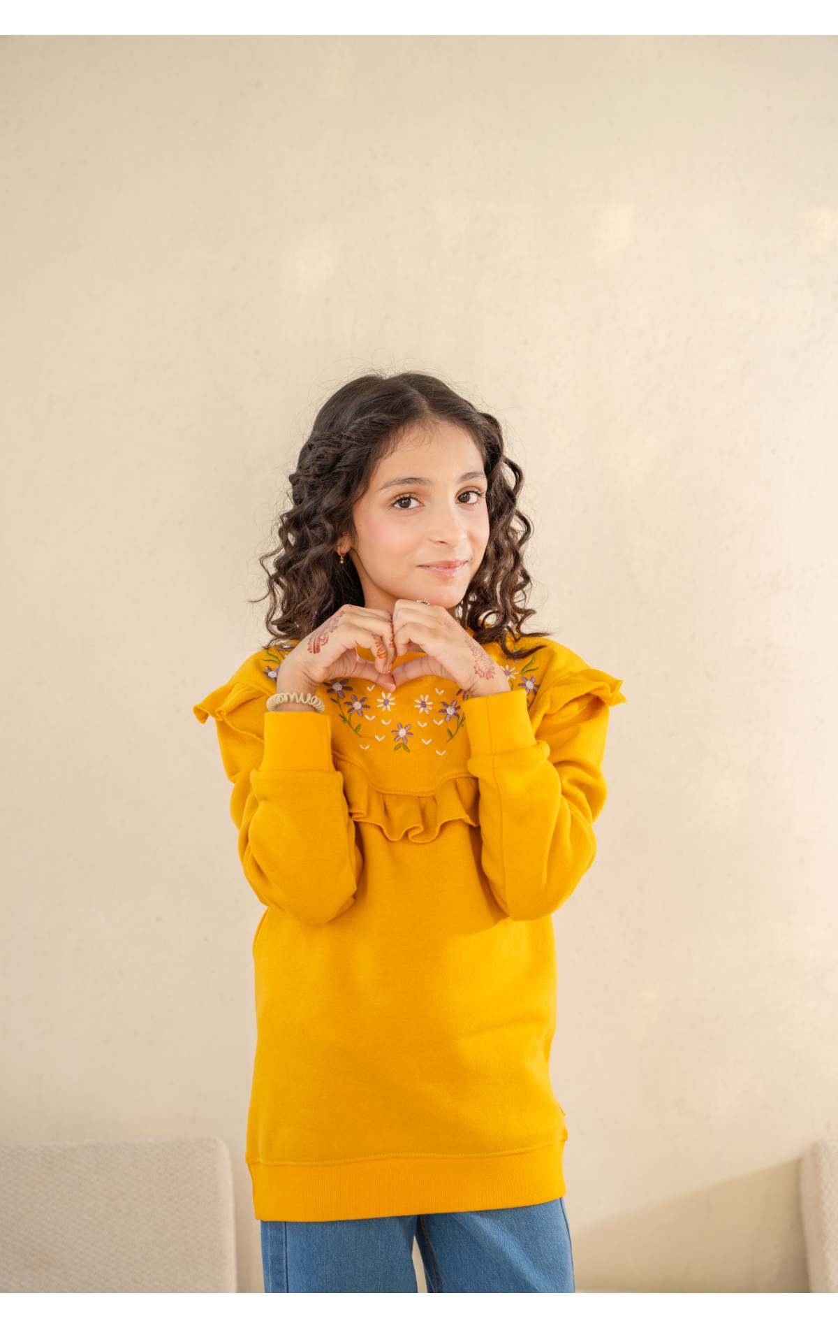 Mustard Embroidered SweatShirt