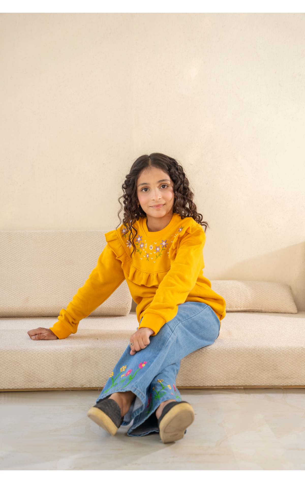 Mustard Embroidered SweatShirt