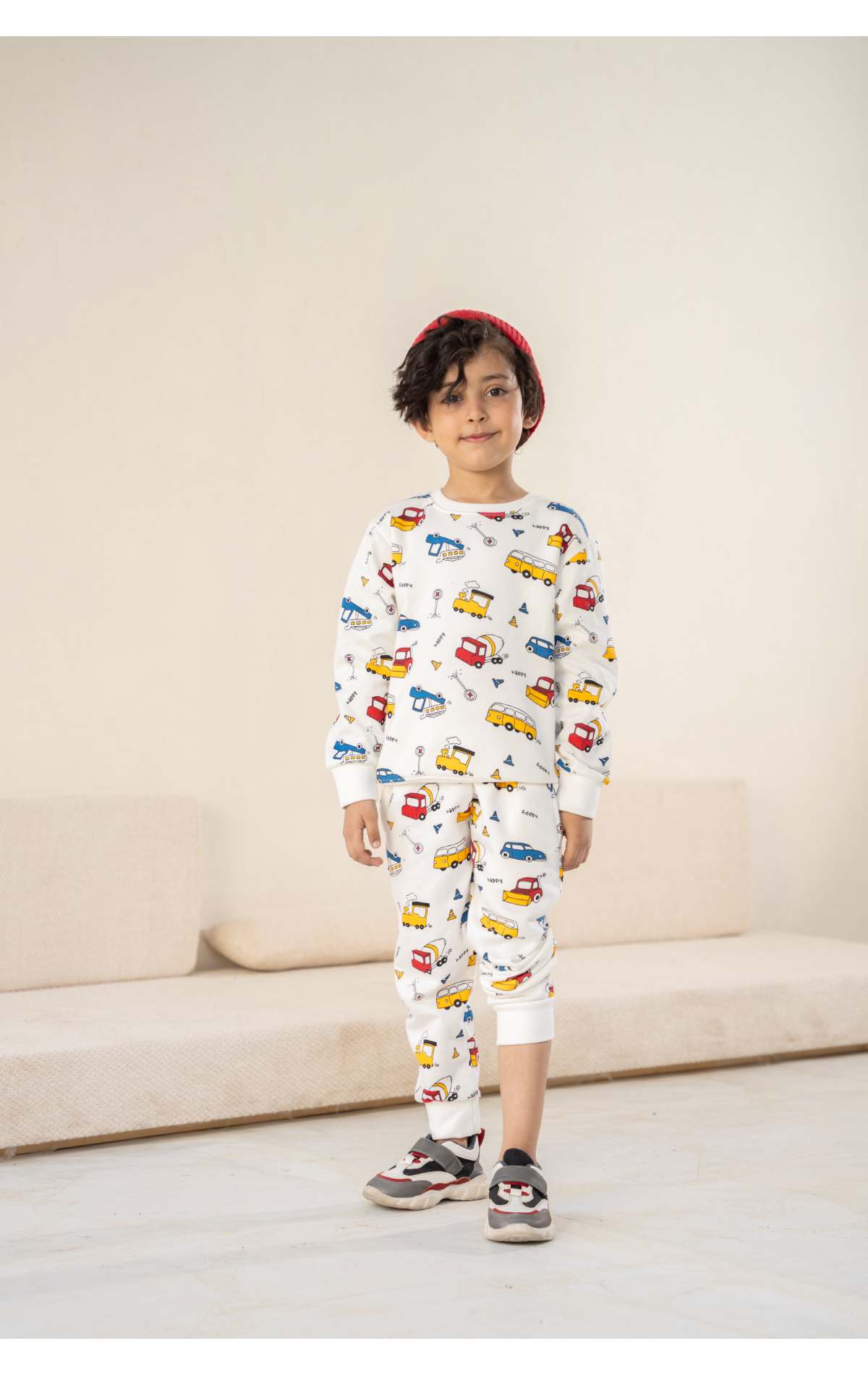 Printed White Sweatshirt & Trouser Set