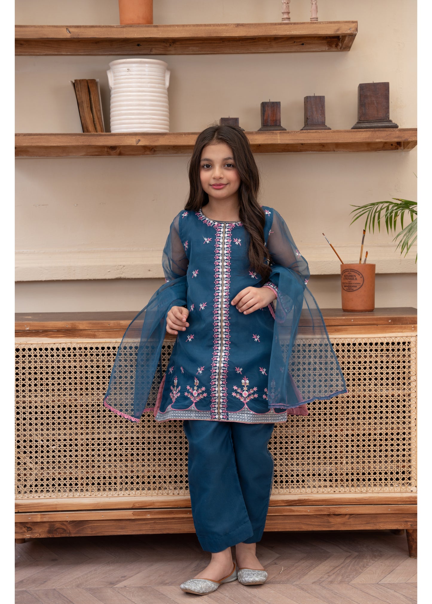 Embelliahed Kameez,Trouser & Dupatta