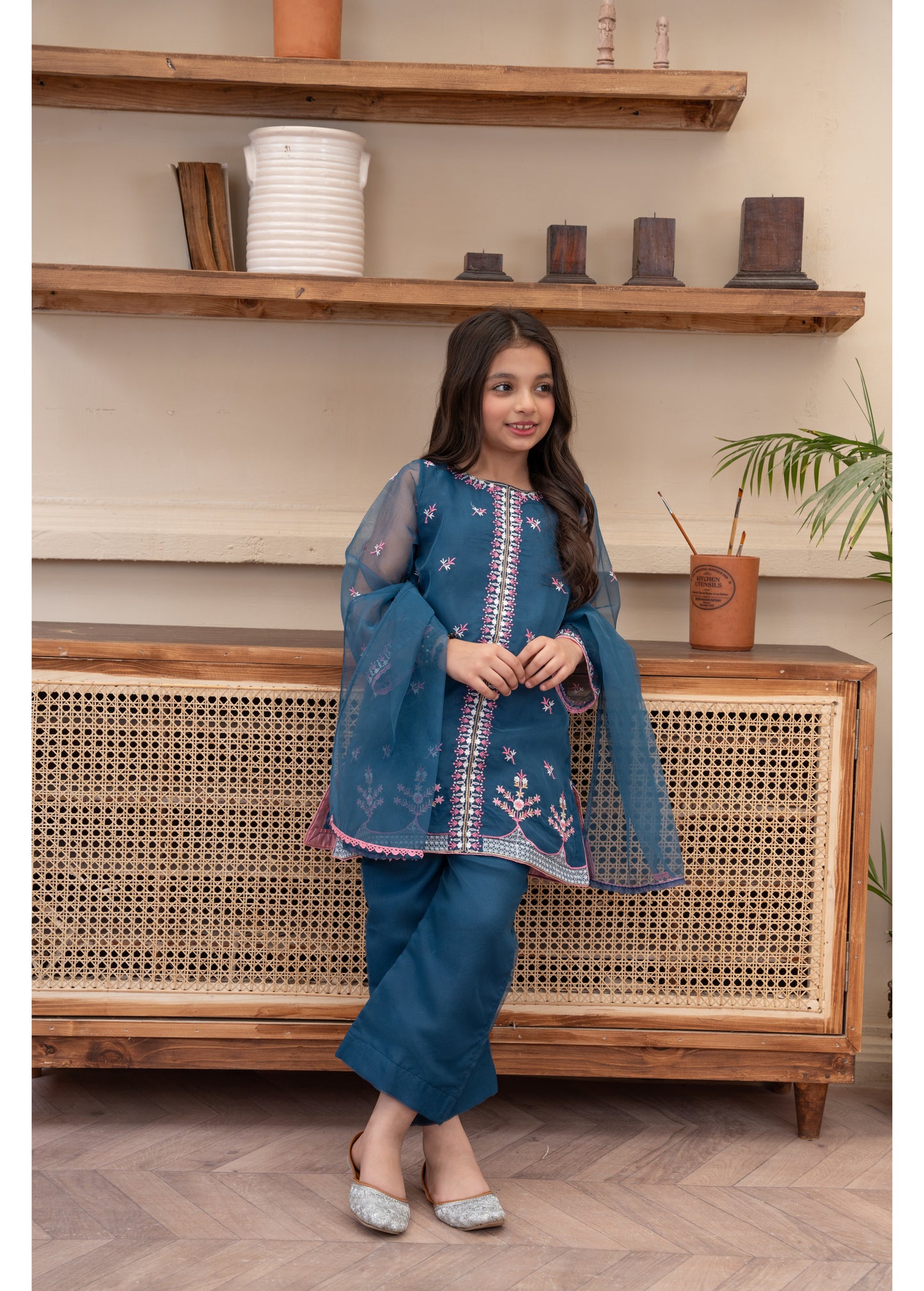Embelliahed Kameez,Trouser & Dupatta