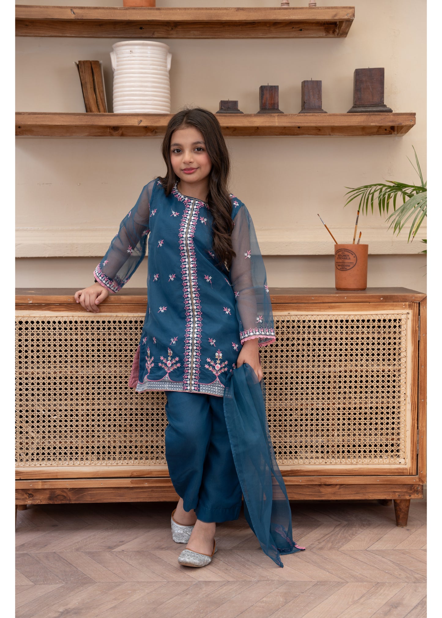 Embelliahed Kameez,Trouser & Dupatta