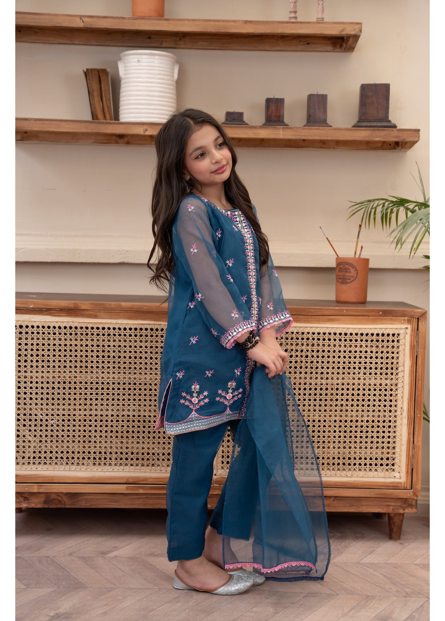 Embelliahed Kameez,Trouser & Dupatta