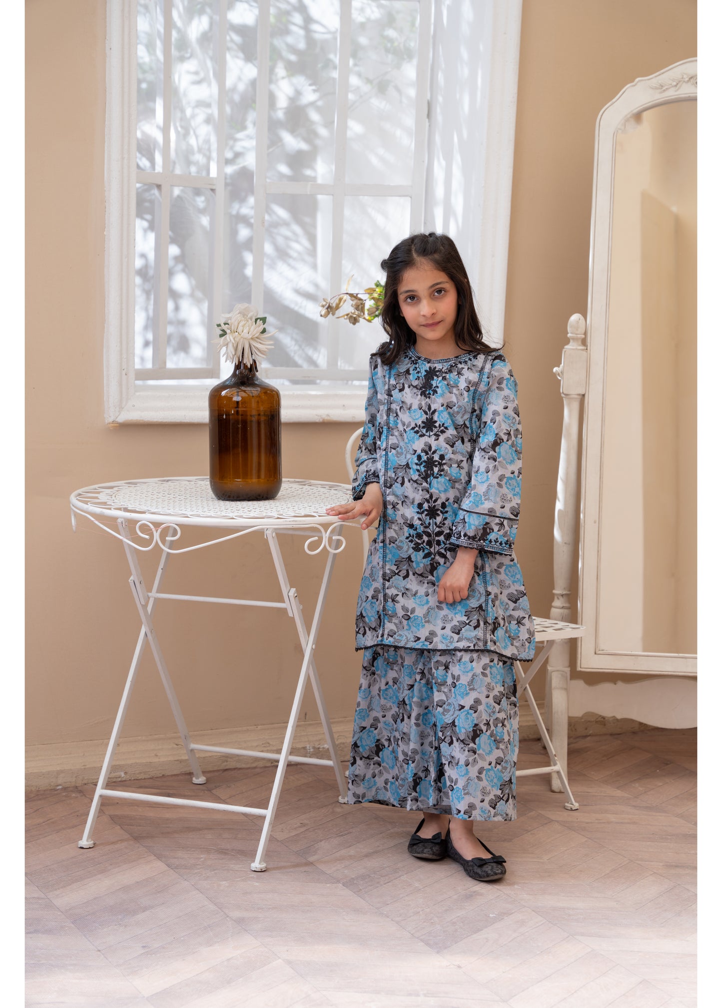Printed Embroidered Kameez With Gharara