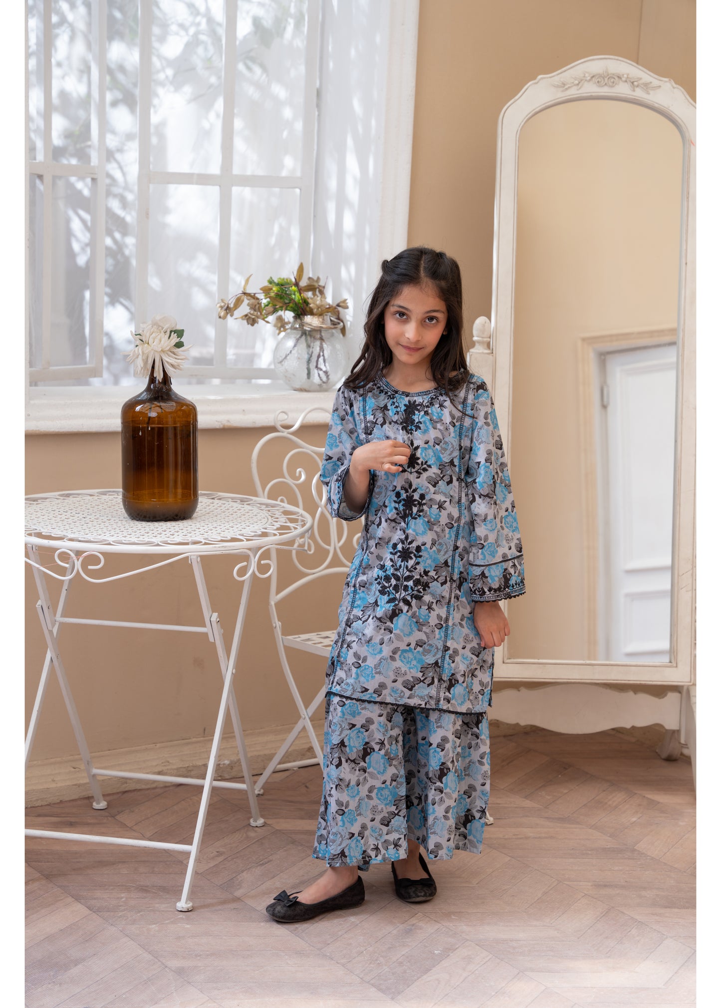 Printed Embroidered Kameez With Gharara