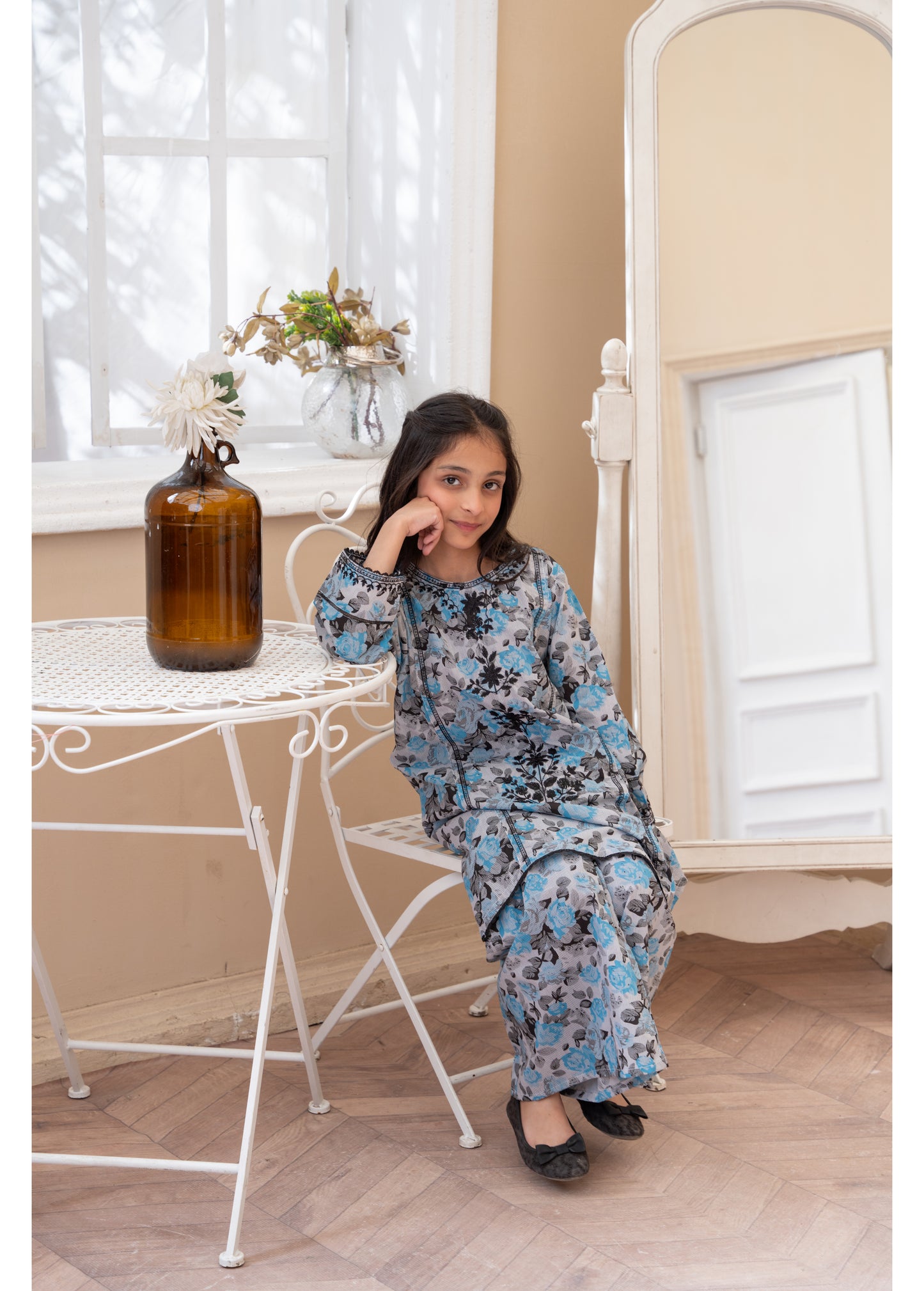 Printed Embroidered Kameez With Gharara