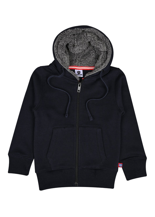 Plain Navy Blue Zipper Hoodie