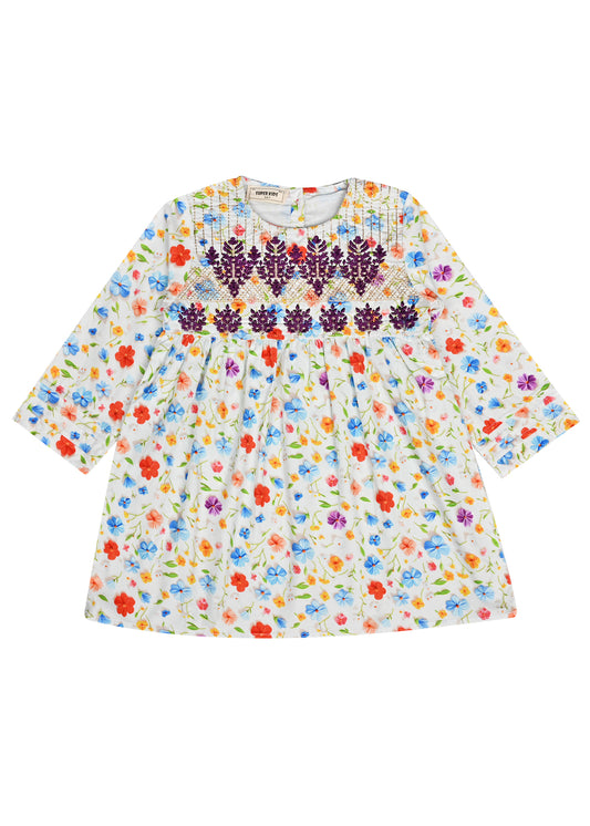 Corduroy White Printed Top