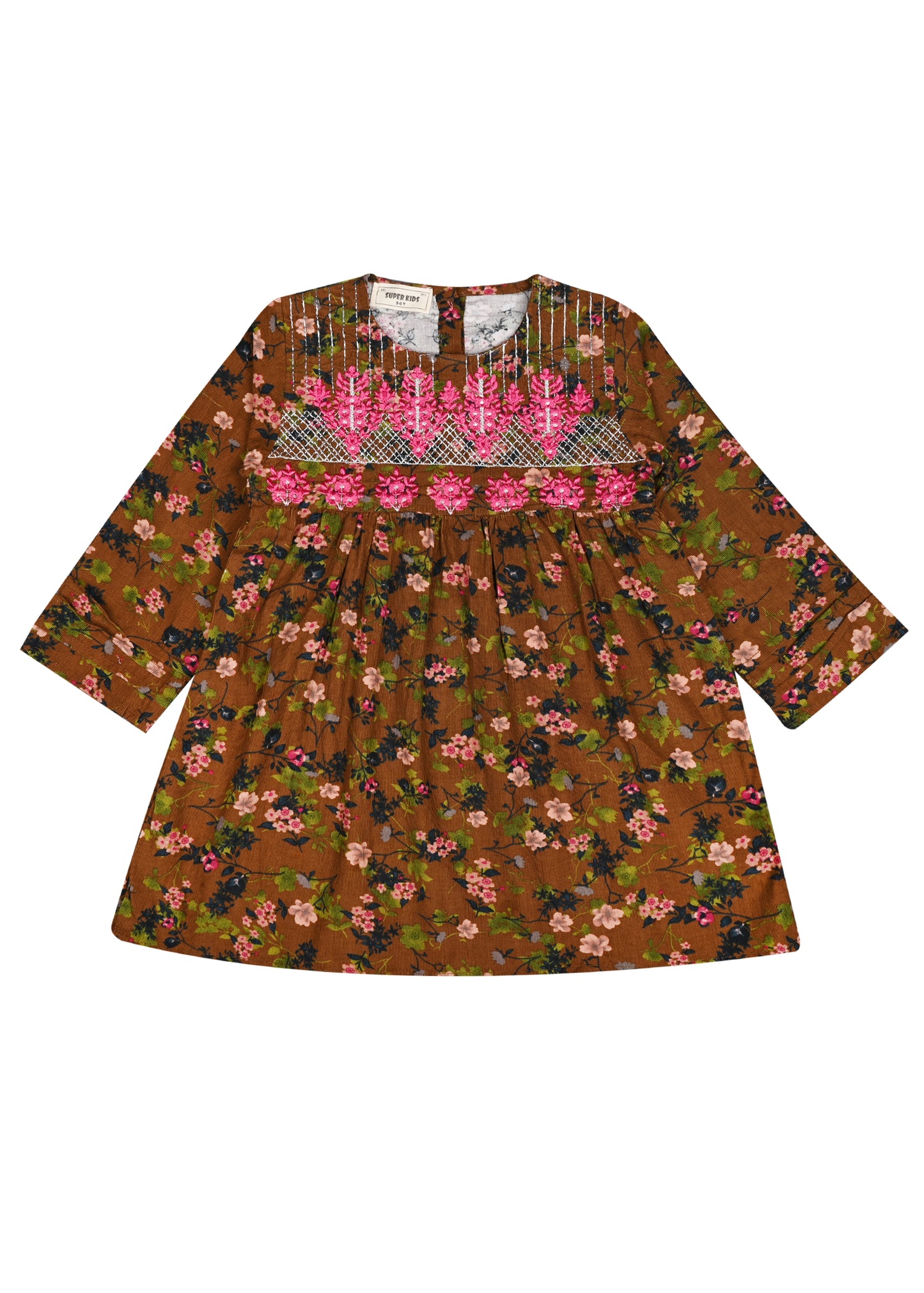 Corduroy Brown Embroidered TOP