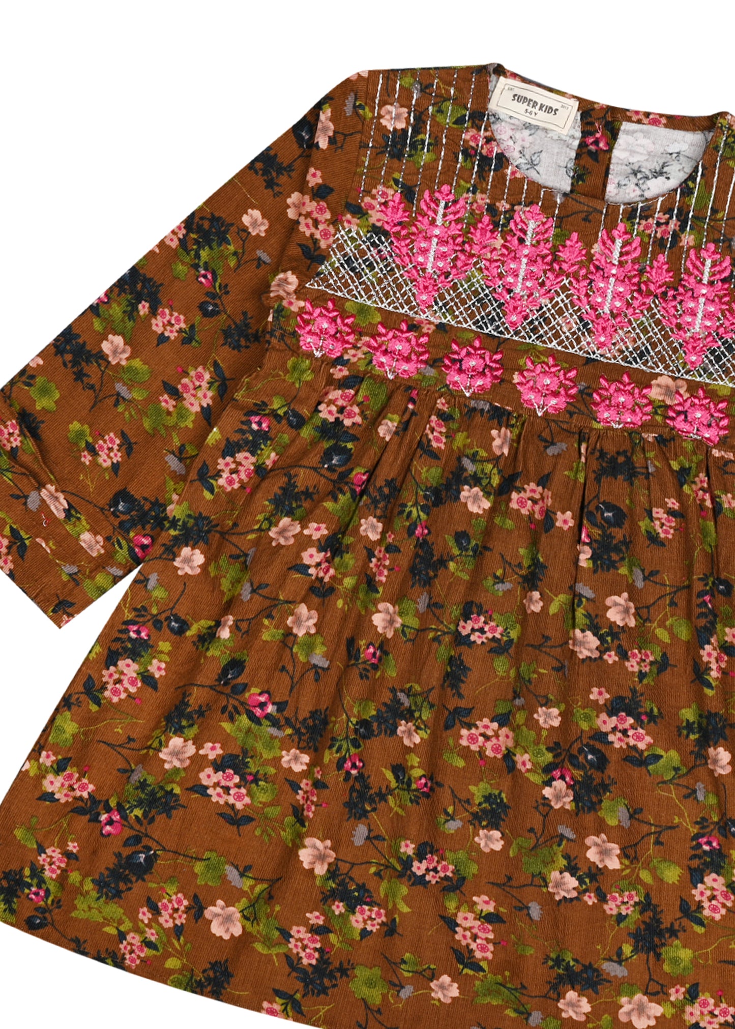 Corduroy Brown Embroidered TOP