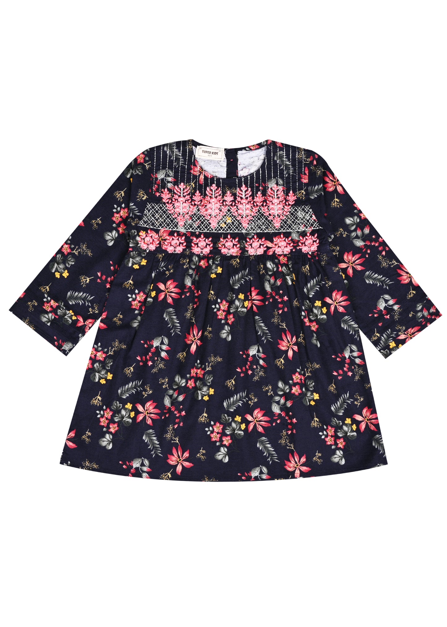 Corduroy NavyBlue Embroidered Top