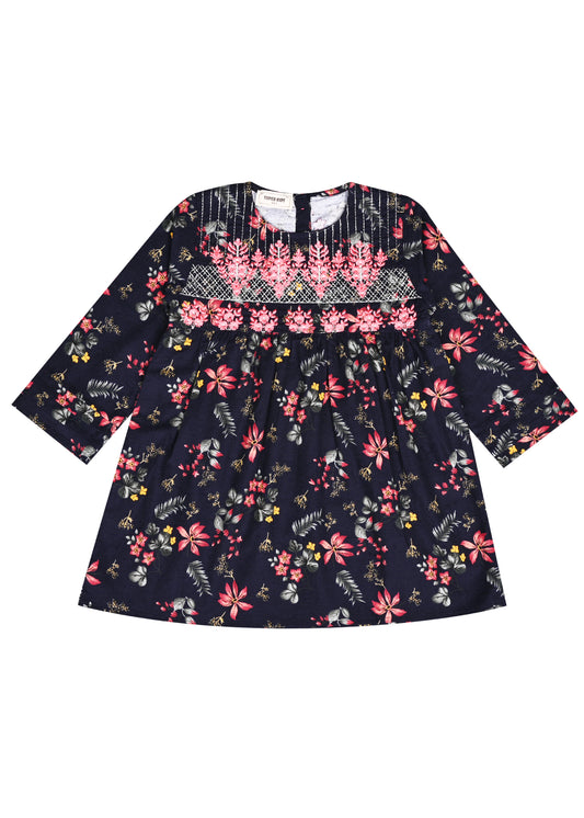 Corduroy NavyBlue Embroidered Top