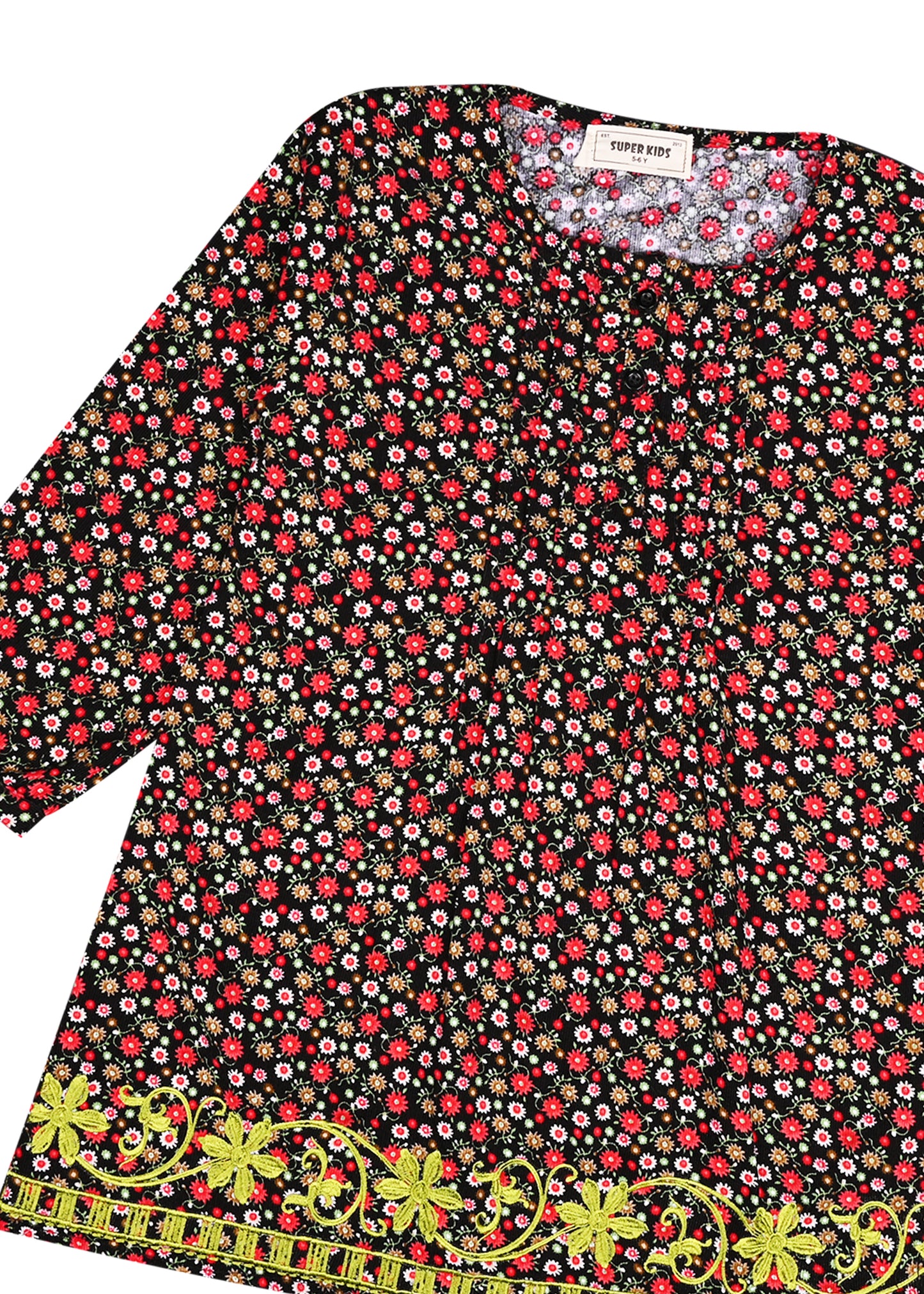 Corduroy Multi Floral Printed Top