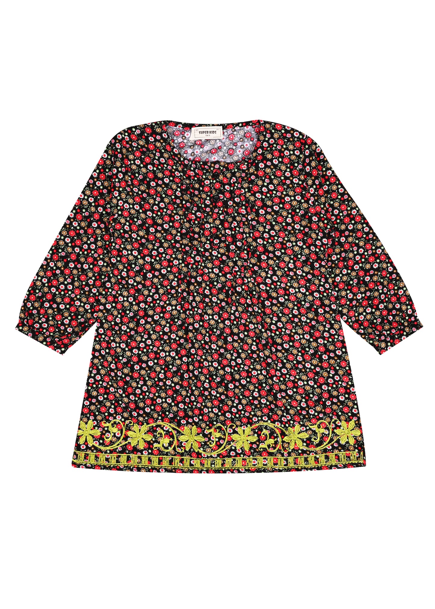 Corduroy Multi Floral Printed Top
