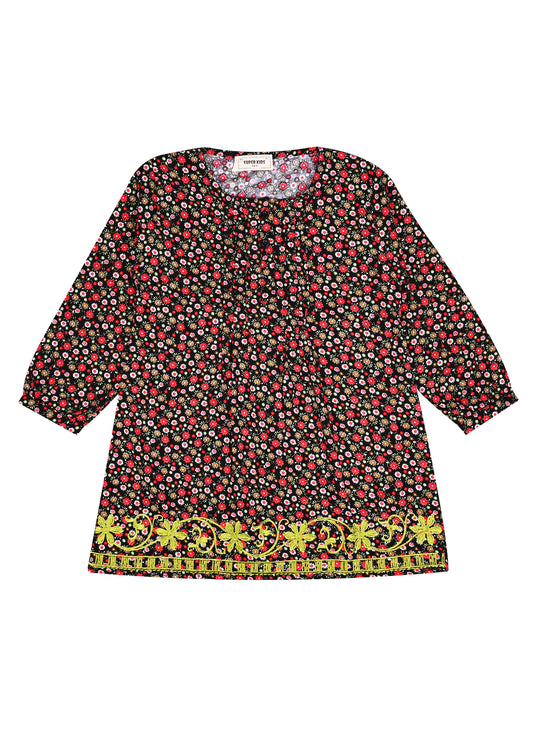 Corduroy Multi Floral Printed Top