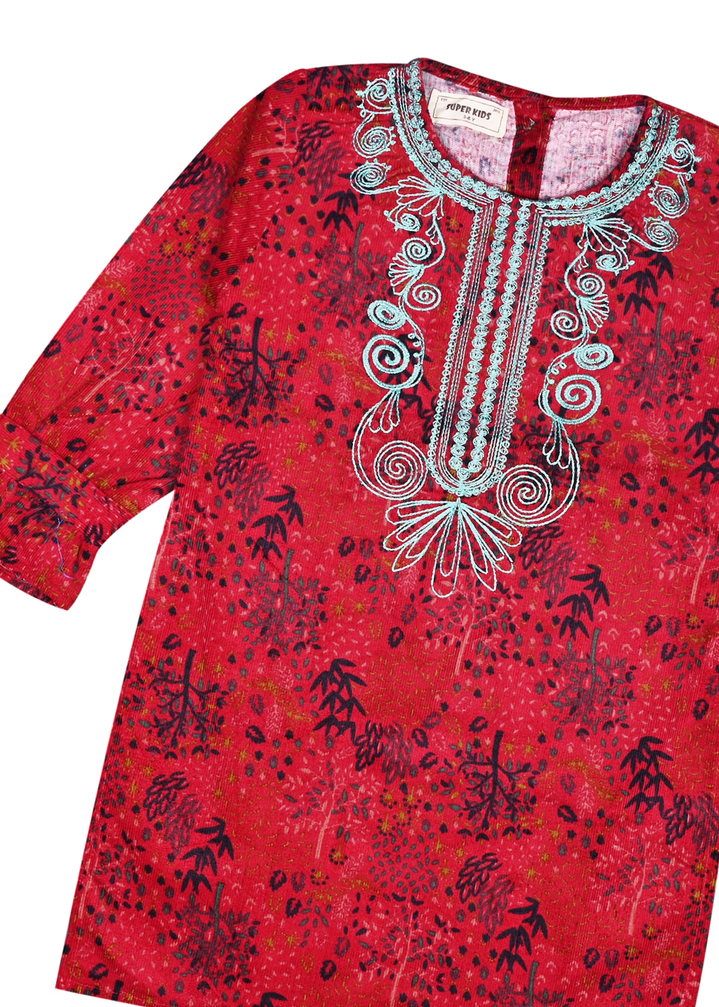 Corduroy Maroon Embroidered Top