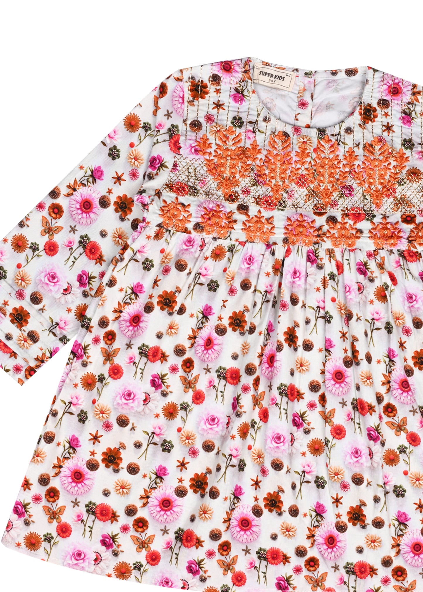 Corduroy White Floral TOP