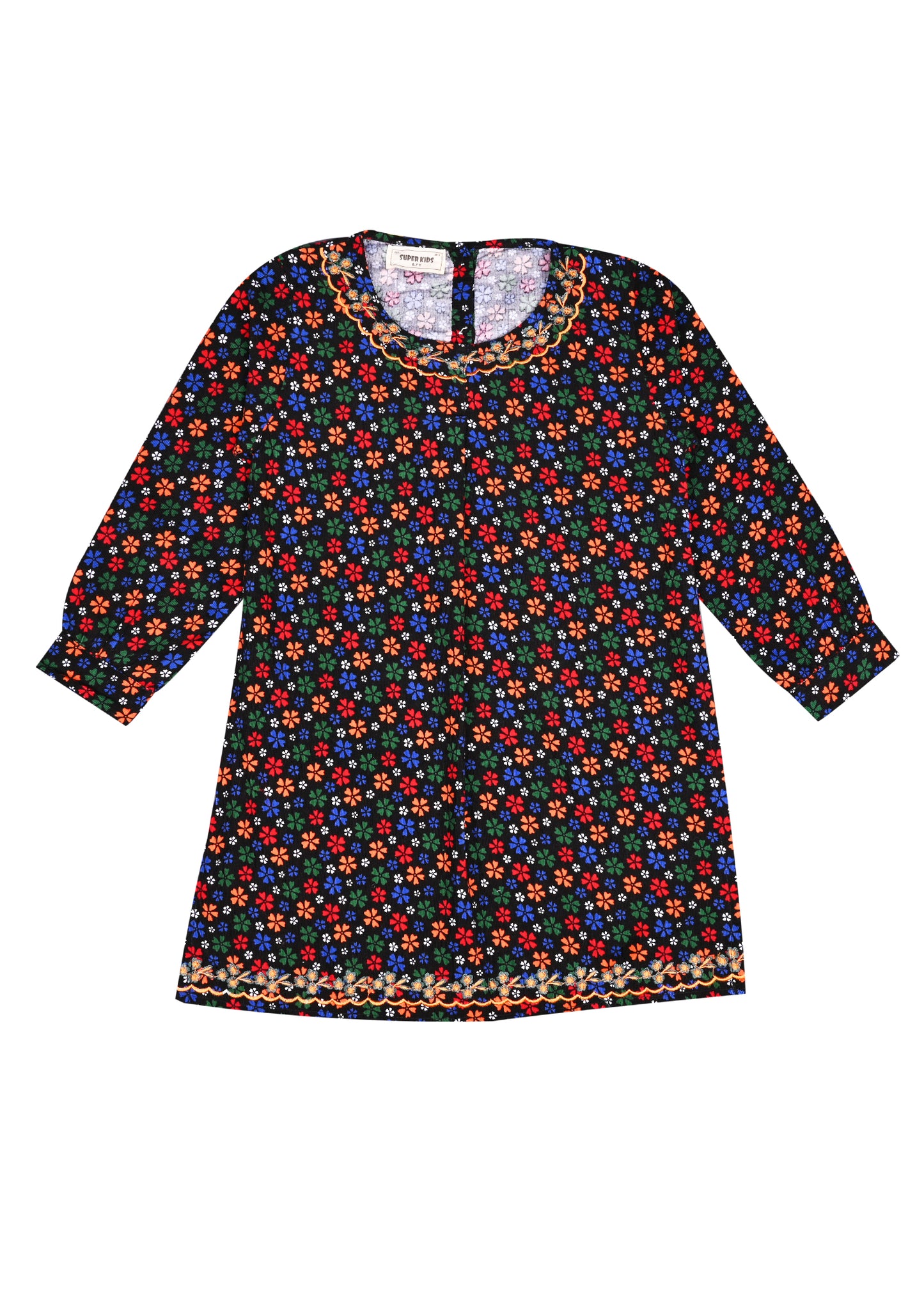 Corduroy Navy Printed TOP