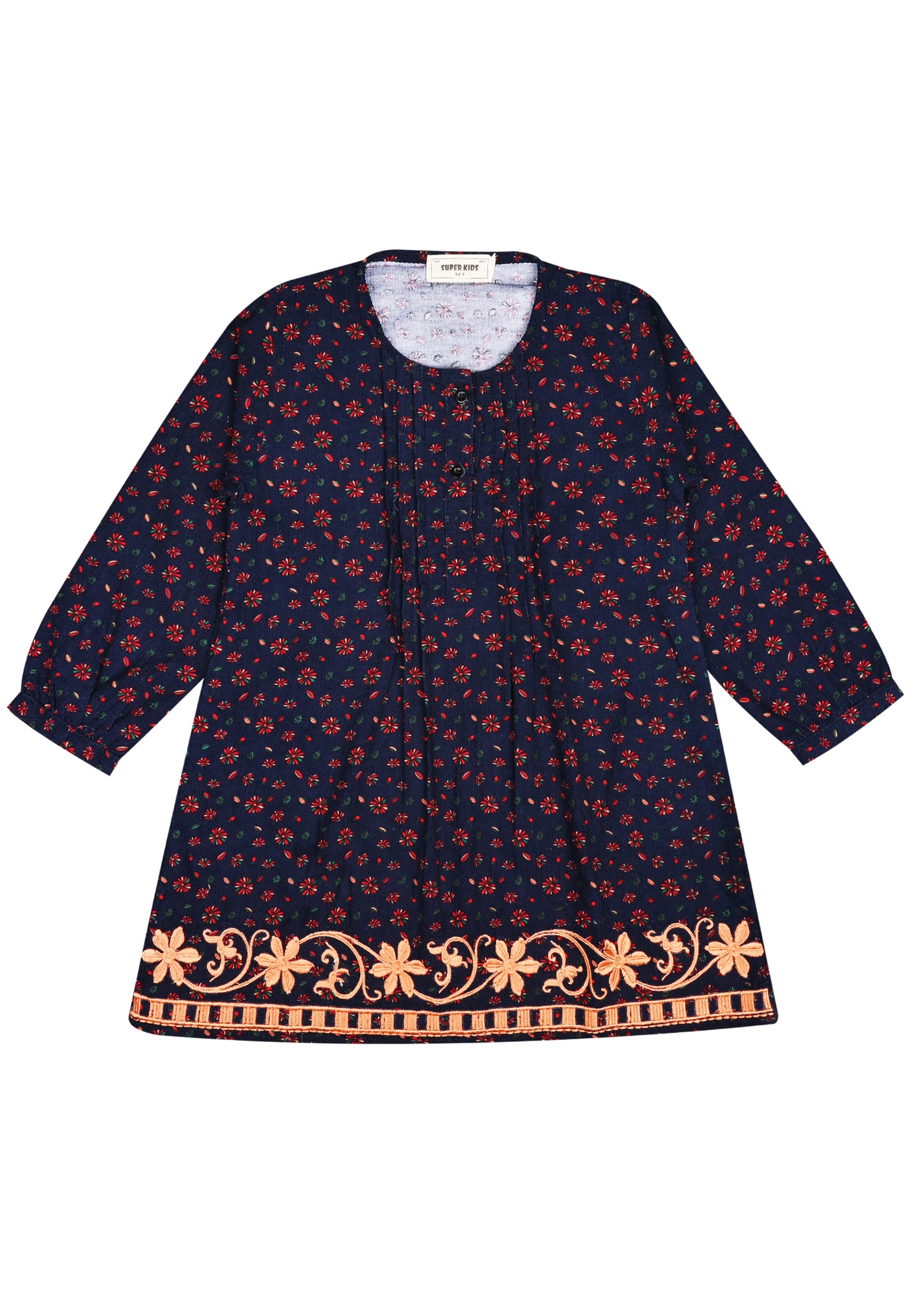 Corduroy Blue Printed TOP