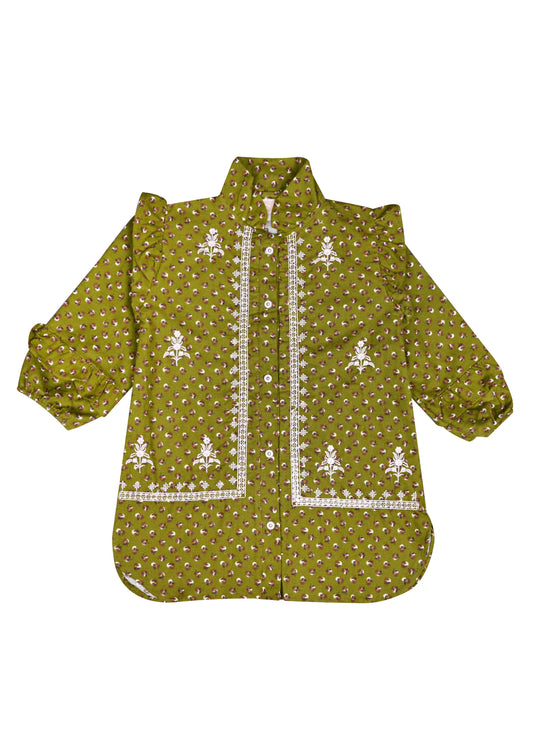 Green Embroidered Top