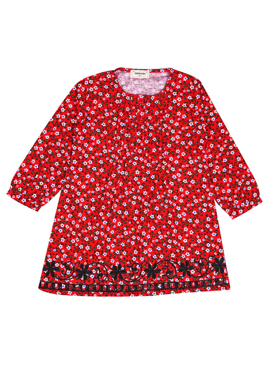 Corduroy Red Printed Top