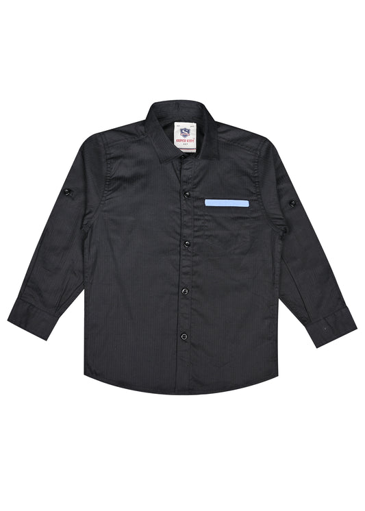 Black Self Lining Casual Shirt