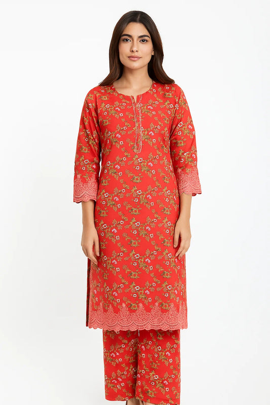 Ladies 2PC Printed Lawn Dress